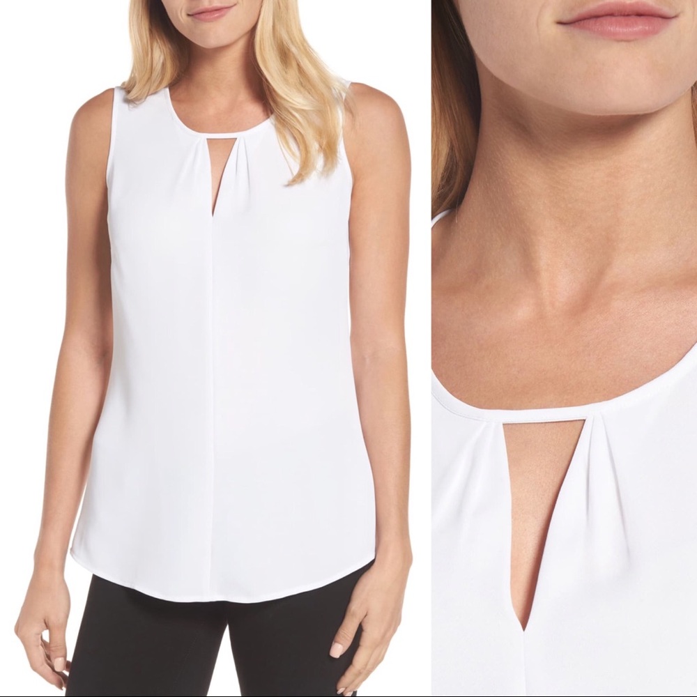 Nic+Zoe Sleeveless “Easy Keyhole Top” Paper WhiteS